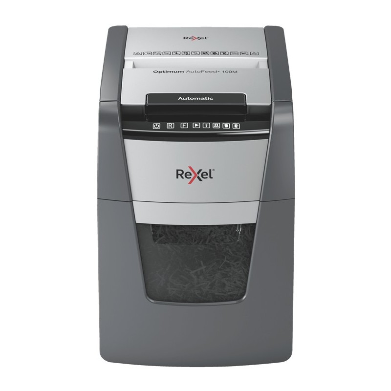 Rexel Optimum Auto+ 100M triturador de papel Microcorte 55 dB 22 cm Negro, Gris