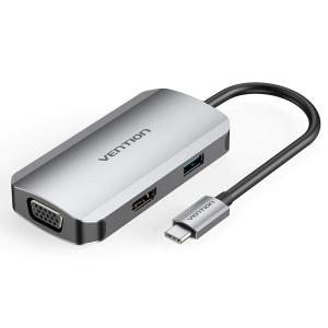 Docking USB Tipo-C TOAHB/ 1xHDMI/ 1xVGA/ 1xUSB/ 1xUSB Tipo-C PD/ Gris