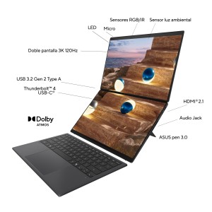ASUS Zenbook Duo OLED UX8407AA-SN504W Copilot+ PC - Ordenador Portátil 14" 3K 144Hz (Intel Core Ultra 9 386H, 32GB RAM, 1TB