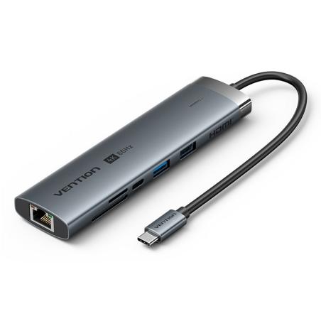 TGVHB hub de interfaz USB Tipo C 5000 Mbit/s Gris