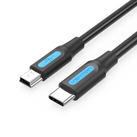 Cable USB 2.0 Tipo-C COWBH/ USB Tipo-C Macho - MiniUSB Macho/ 2m/ Negro