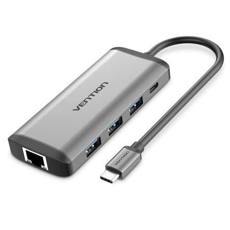 Docking USB Tipo-C CNDHB/ 1xHDMI/ 3xUSB/ 1xUSB Tipo-C PD/ 1xRJ45/ 1xLector tarjetas/ Gris