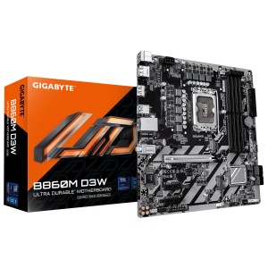 GIGABYTE B860M D3W Placa Base – CPUs Intel Core Ultra Series, VRM de 4+1+2 fases, hasta 9066 MHz DDR5, 2x PCIe 4.0 M.2, LAN 1