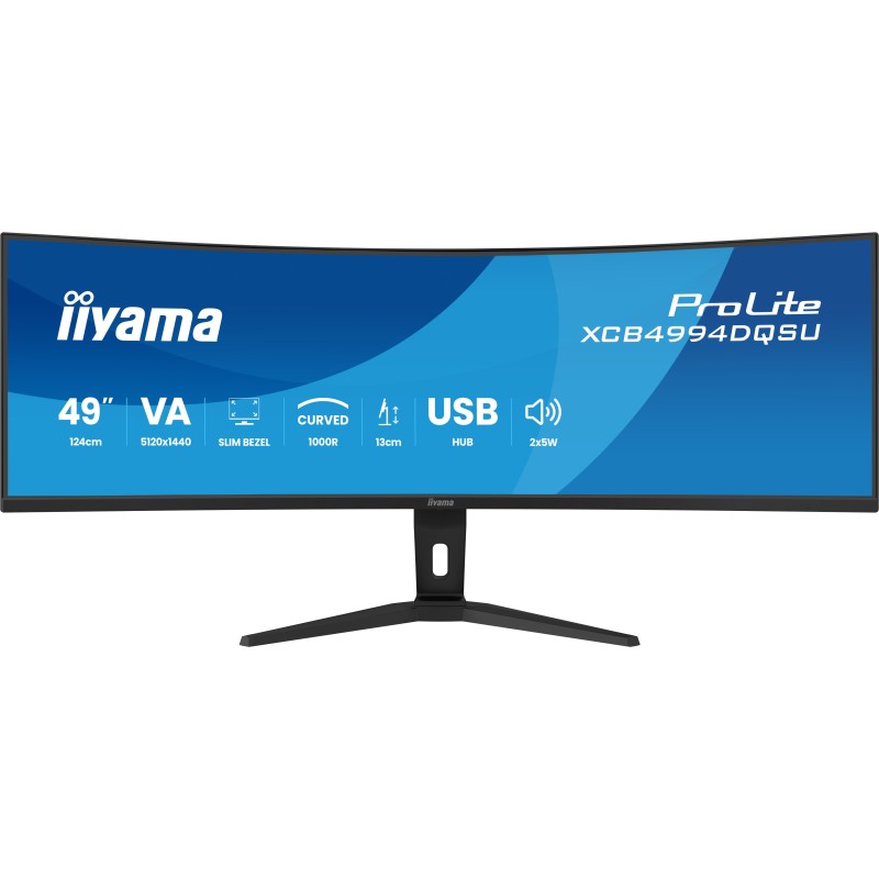 iiyama ProLite XCB4994DQSU-B1 pantalla para PC 124,5 cm (49") 5120 x 1440 Pixeles Dual QHD LCD Negro