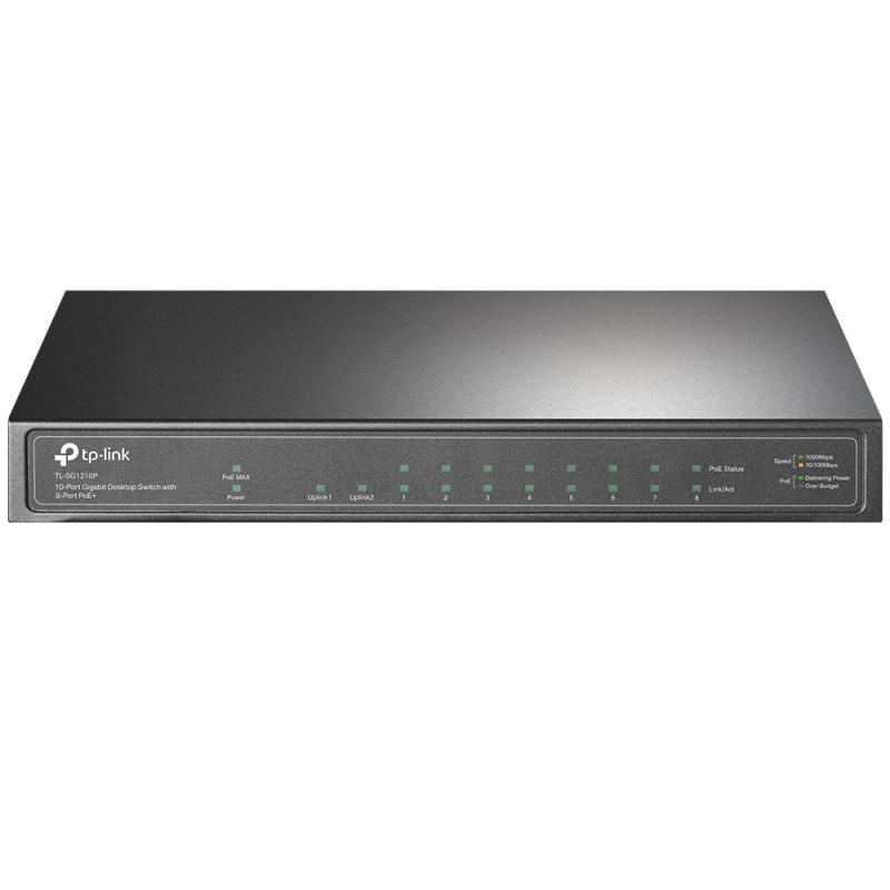 TL-SG1210P No administrado Gigabit Ethernet (10/100/1000) Energía sobre Ethernet (PoE) Gris