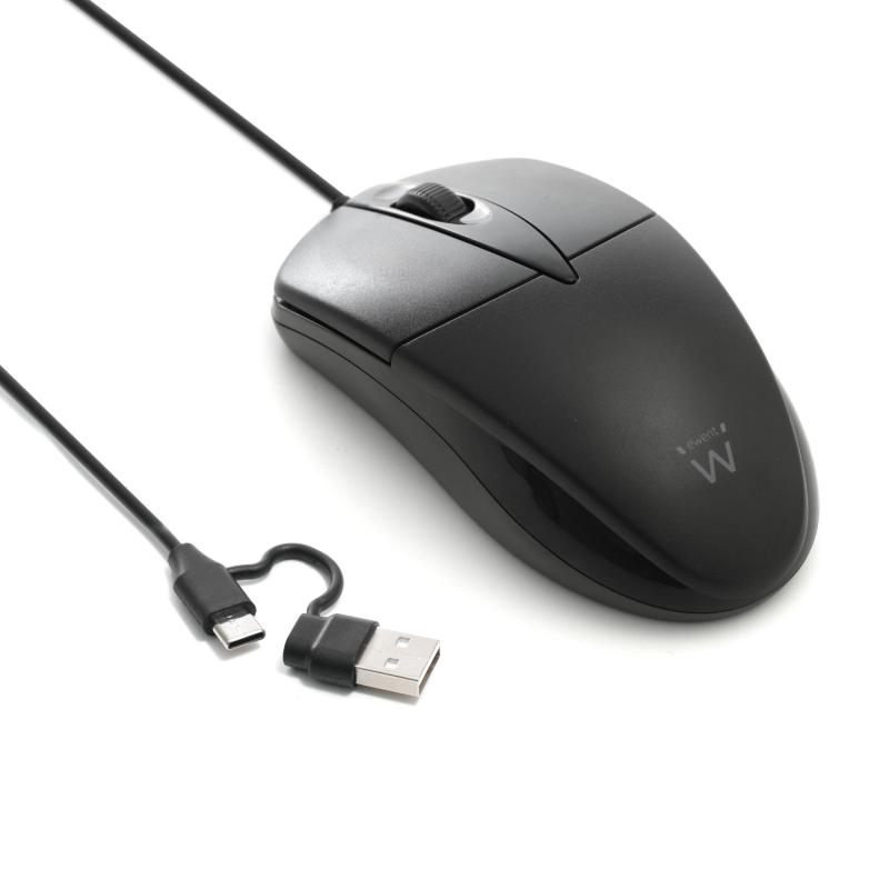 EW3301 ratón Universal Ambidextro USB Type-A + USB Type-C Óptico 1200 DPI