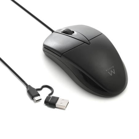 EW3301 ratón Universal Ambidextro USB Type-A + USB Type-C Óptico 1200 DPI