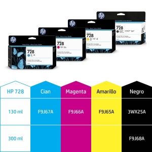 HP Cartucho de tinta DesignJet 728 negro mate de 300 ml