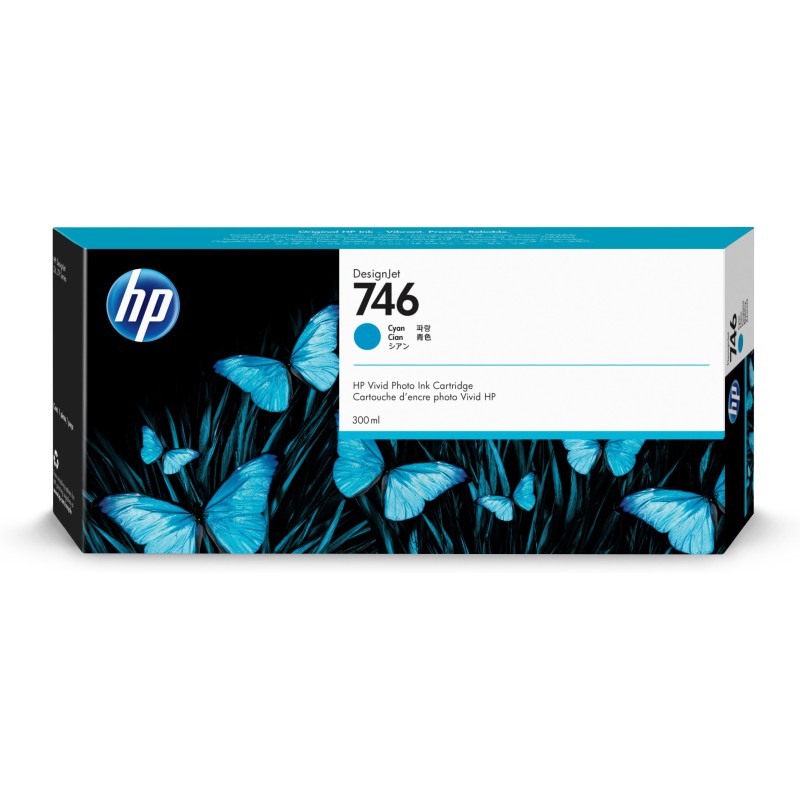HP Cartucho de tinta cian DesignJet 746 de 300 ml