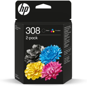 HP Paquete de 2 Cartuchos de Tinta Original 308 negra tricolor