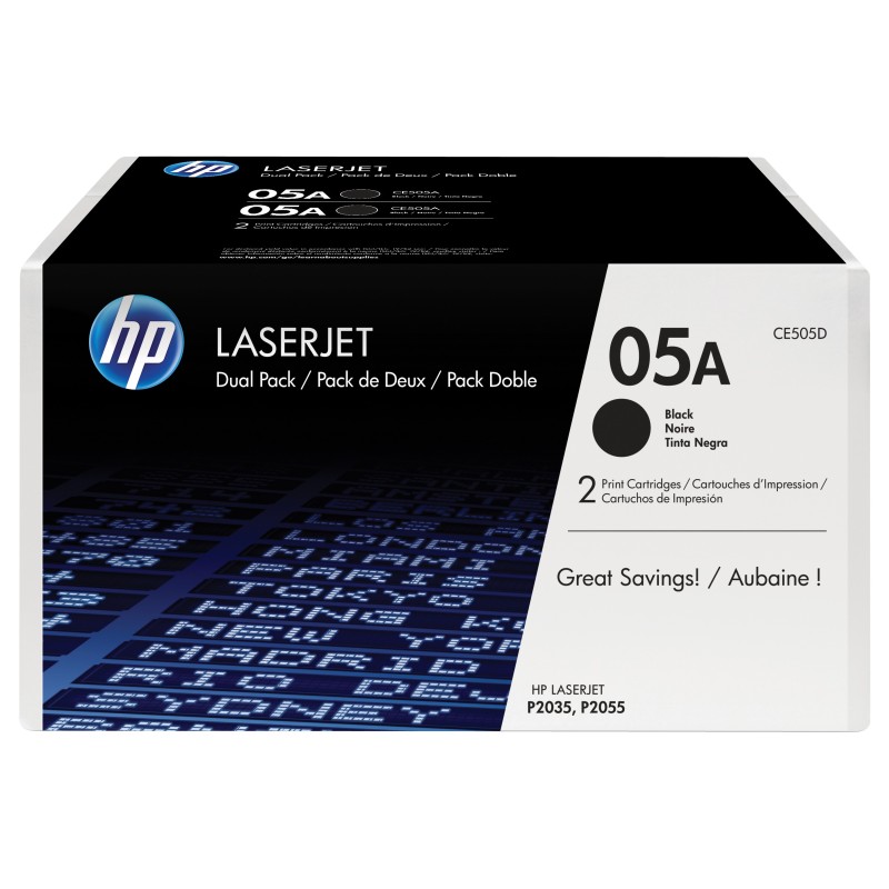HP Pack de 2 cartuchos de tóner originales 05A LaserJet negro