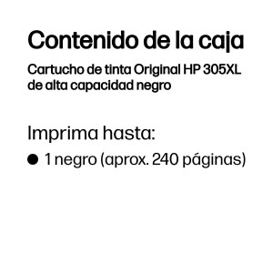 HP Cartucho de tinta Original 305XL de alta capacidad negro