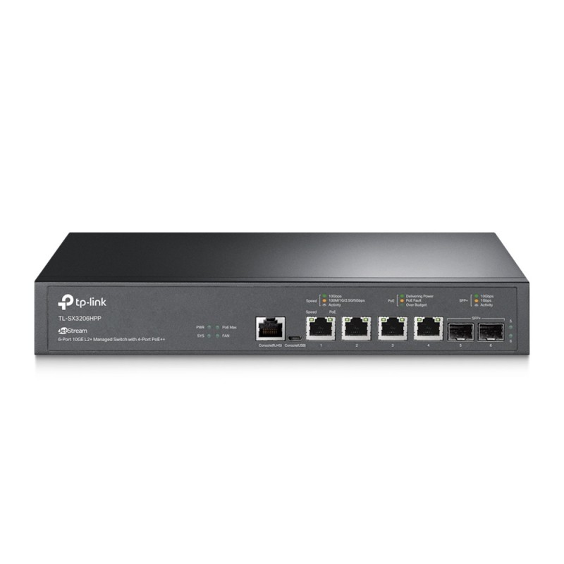 TP-Link JetStream TL-SX3206HPP switch Gestionado L2+ 10G Ethernet (100 1000 10000) Energía sobre Ethernet (PoE) Negro